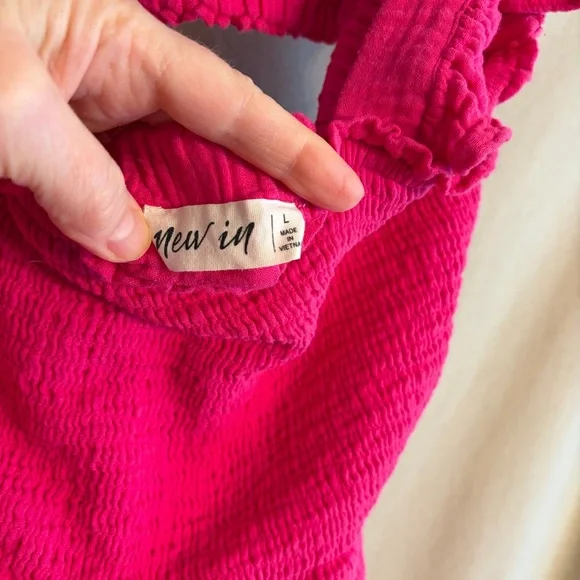 “New In” brand Girls’ Large Pink Tiered Ruffled Dress with Ruffled Straps - Picture 3 of 7